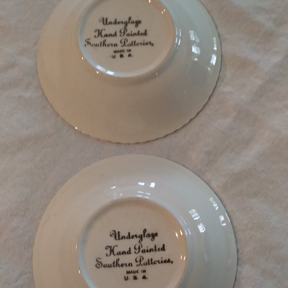 Vintage Hand Painted Blue Ridge Southern Potteries Berry/Fruit Bowls  - Set of 2 - Picture 5 of 7